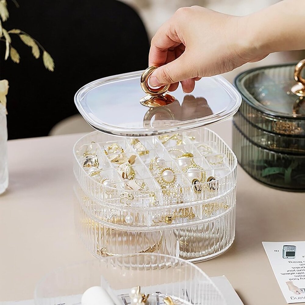 NEW 3-Layer Acrylic Jewelry Organizer with Handle, Clear Jewelry Boxes for Women - Picture 6 of 8